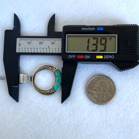 VTG Sterling Silver 925 Navajo Opal Inlay Southwest Style Pendant Necklace 18" - Picture 14 of 16